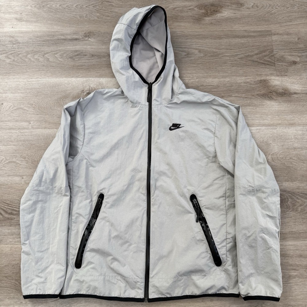 Nike Tech Woven Full Zip Windbreaker Lined Jacket DQ4340-016 Mens MEDIUM Gray